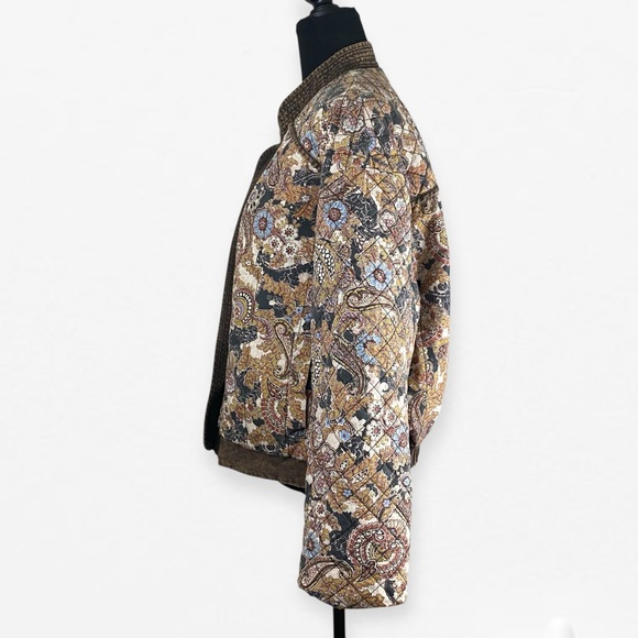 Free People Great Escapes Quilted Floral Paisley Brown Bomber Jacket M - Picture 6 of 15